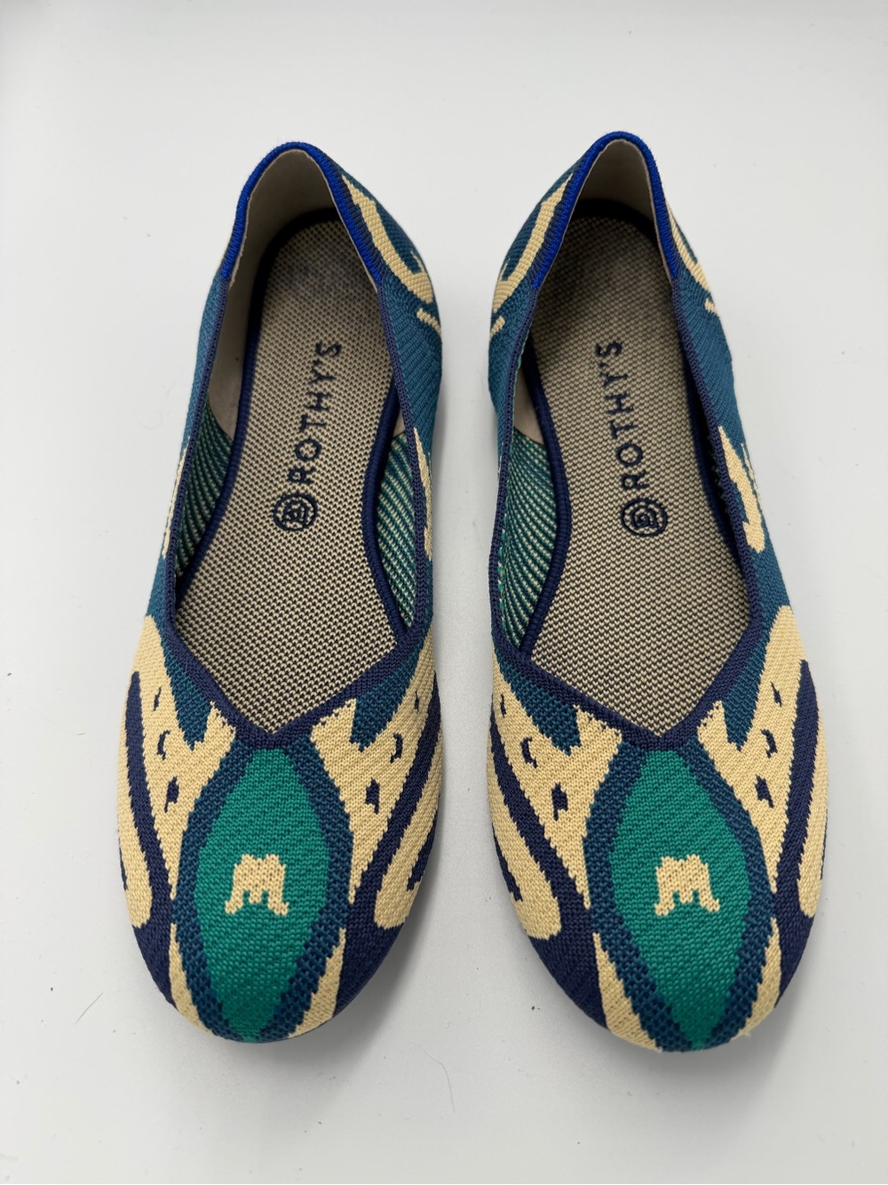 ROTHY’S Flat Retired Moroccan Blue Print Pattern Textile Shoes Size 12